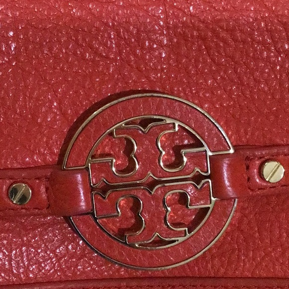 Tory Burch Cross Body Bag pebbled leather Red Smaller 9in. X 5in. approx. - Picture 12 of 15